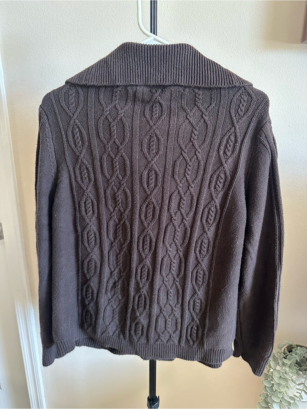 Ann Taylor Chocolate Cable Knit Button-Up Cardigan - Picture 6 of 6